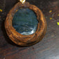 Talisman pendentif Agate mousse et bois gravé