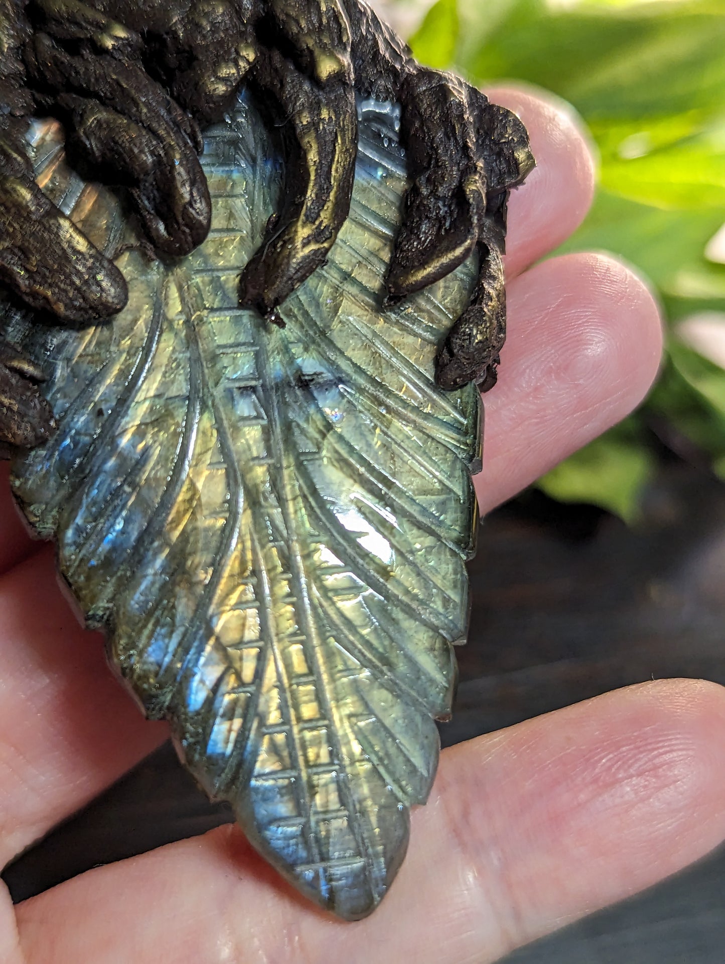 Talisman Feuille de labradorite